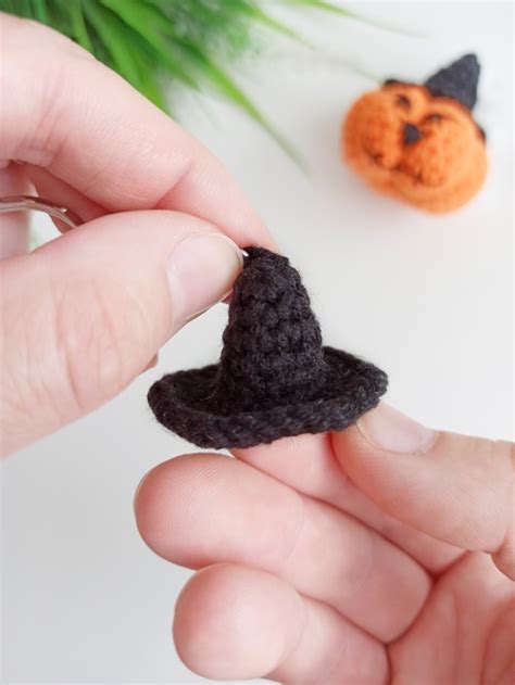 Pocket sized crochet witch hat